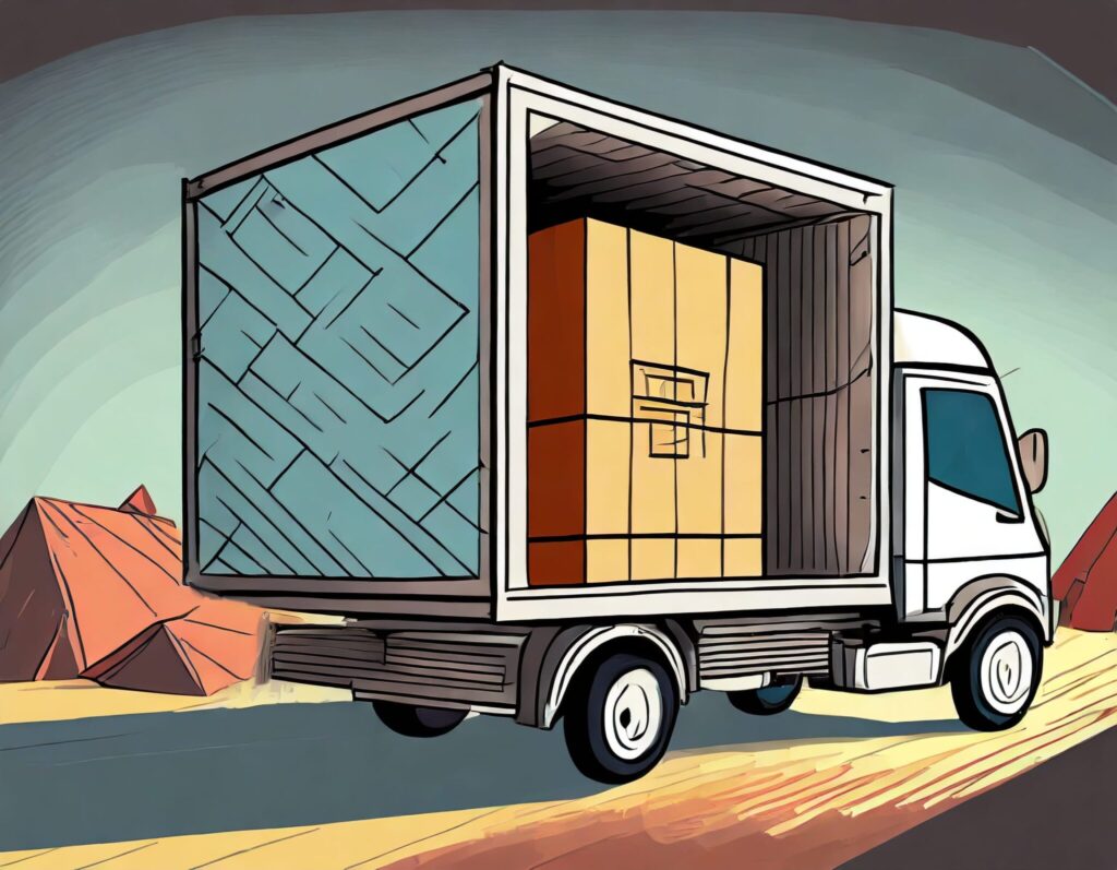 moving truck with one cubic meter box inside